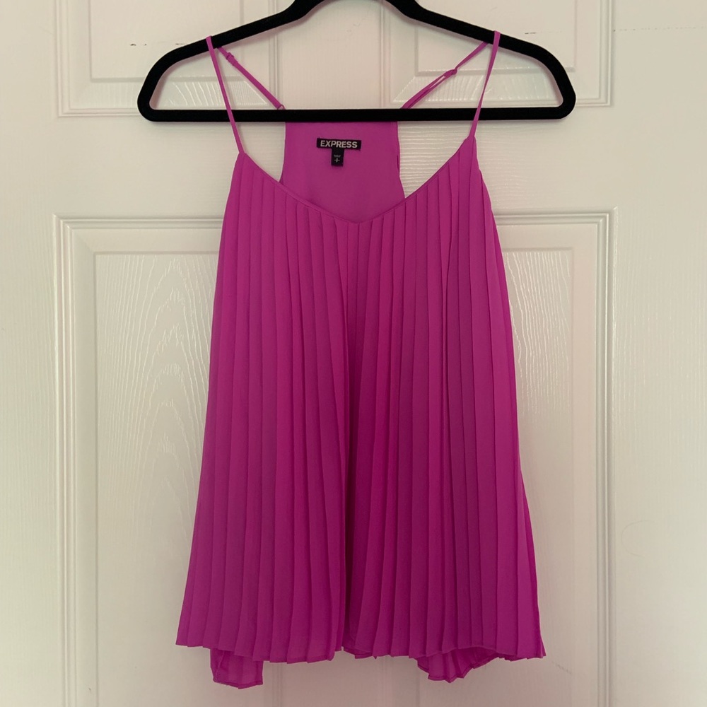 Pleated fuchsia tank